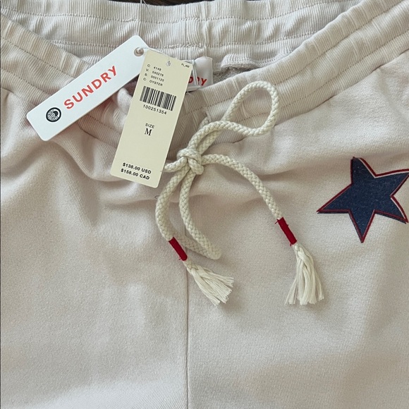 Anthropology Sundry Cream Joggers with Navy Star Accent - Picture 2 of 4